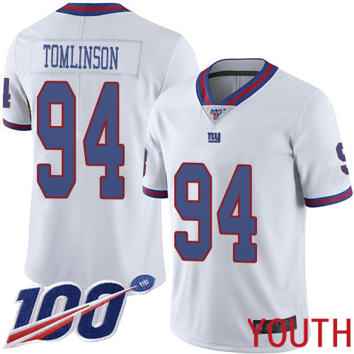 Youth New York Giants #94 Dalvin Tomlinson Limited White Rush Vapor Untouchable 100th Season Football NFL Jersey->youth nfl jersey->Youth Jersey